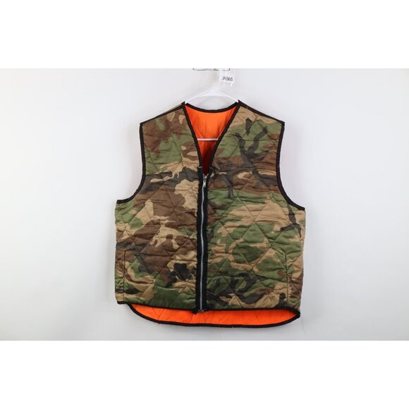 Vintage Other - Vtg 70s Streetwear Mens Large Distressed Reversible Camouflage Vest Jacket USA